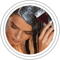 Hair Care: Woman applying deep conditioner to her hair